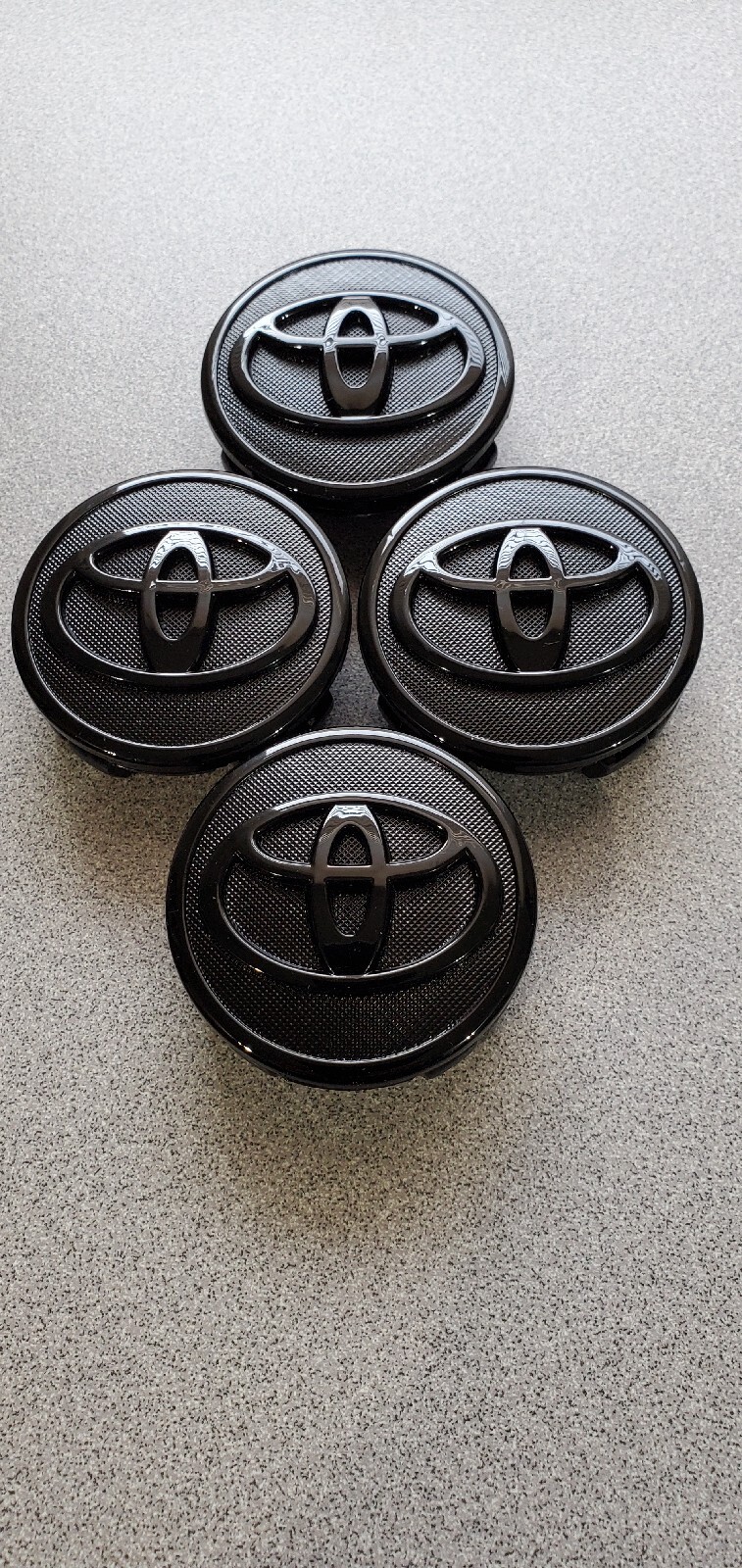 4x TOYOTA WHEEL RIM RIMS CENTER HUB CAP CAPS GLOSS BLACK LOGO 57MM PRIUS COROLLA