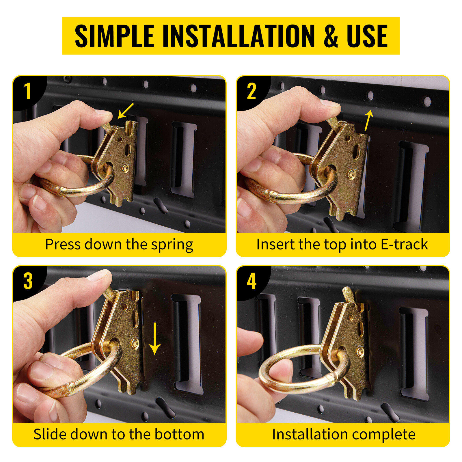 VEVOR E Track Tie Down Rail Kit 18PCs 5' E Track Rails Enclosed Cargo Trailer