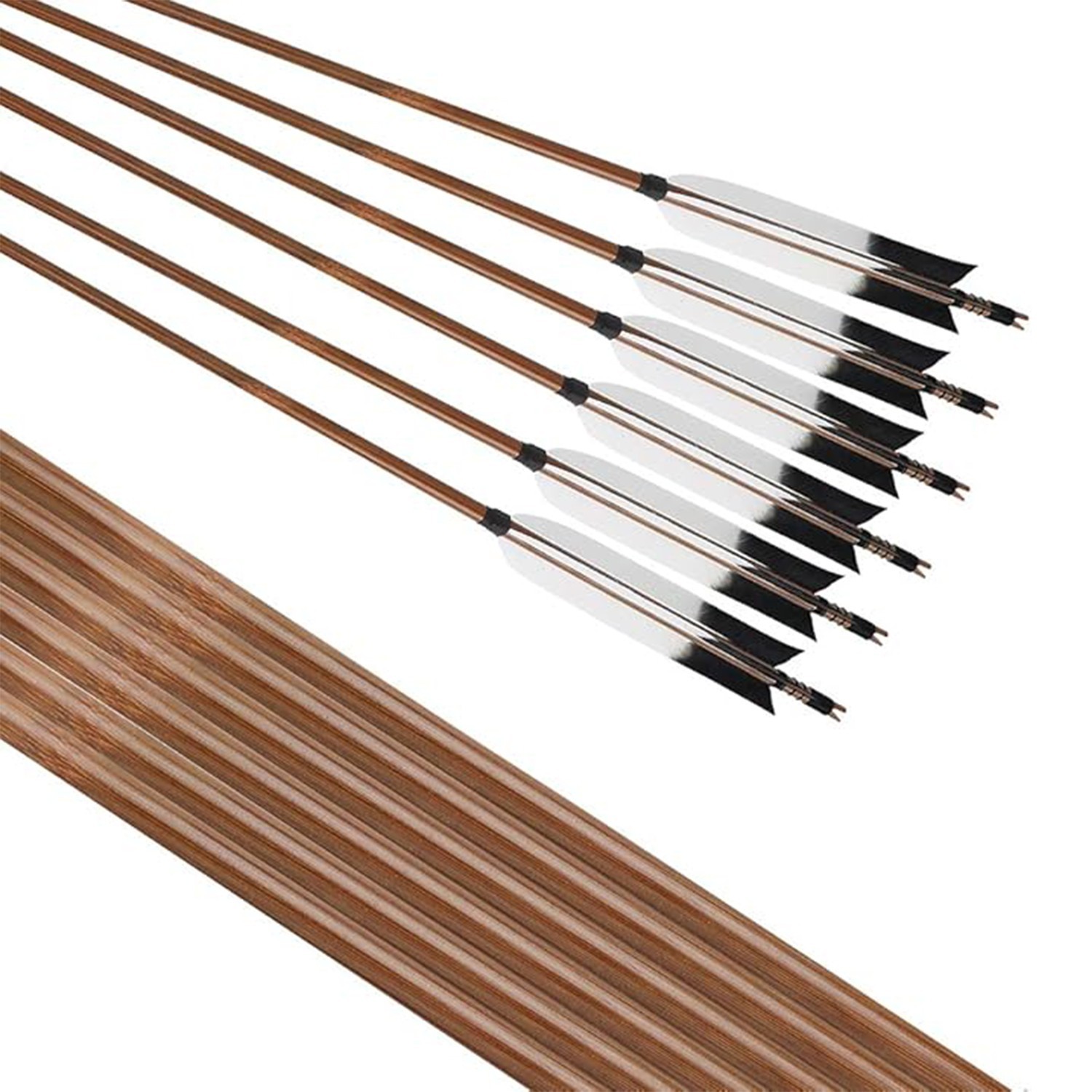 Archery Bamboo Arrows, 12 Pack Hunting Arrow for Yumi Traditional & Recurve Bow