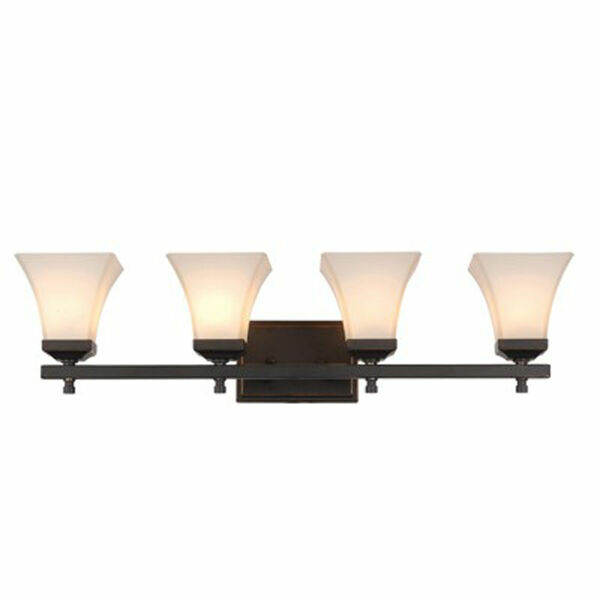 Rubbed Oil Bronze And Frost Glass 4 Light Bath Wall Fixture Orig $435
