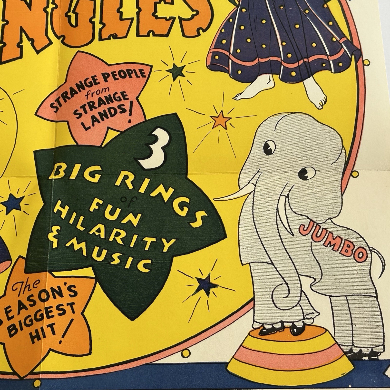 Vintage Theatrical Circus Poster “SAWDUST and SPANGLES” John B. Rogers 1920s-30s