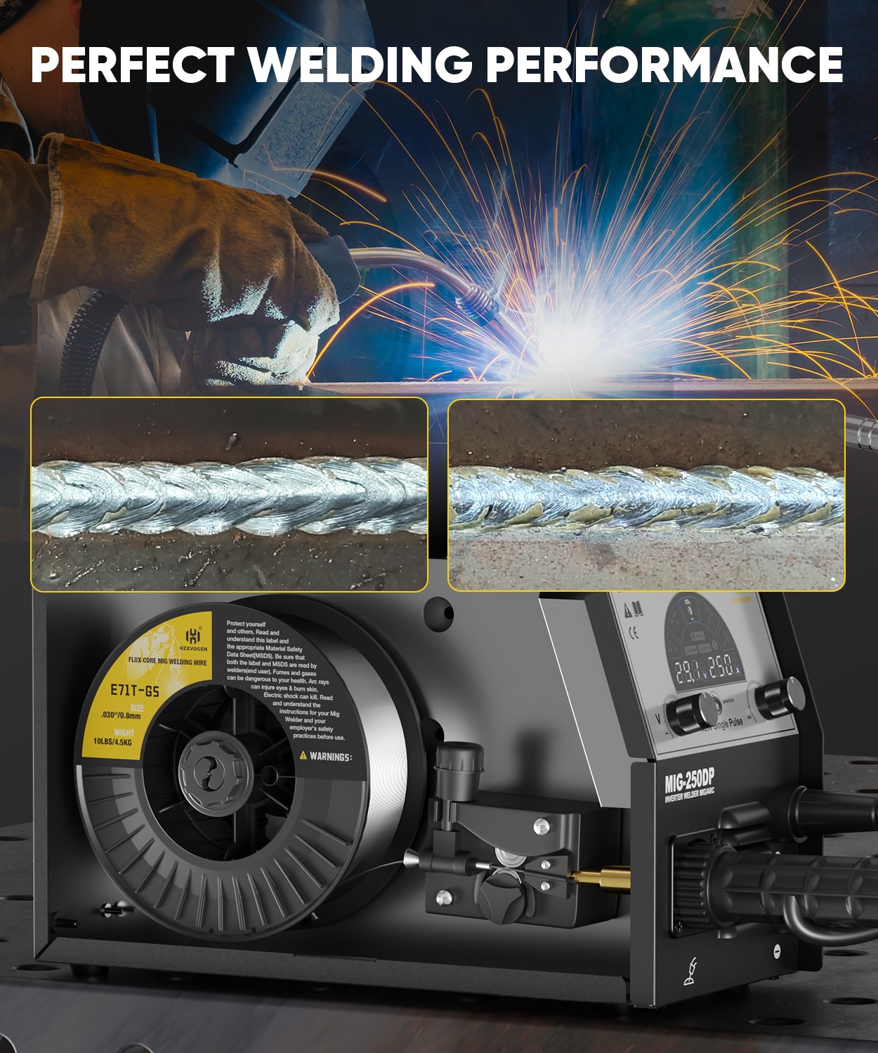 Low Spatter 2.2lbs & 0.030in Flux Core Welding Wire Flux Mig Welder Welding Wire