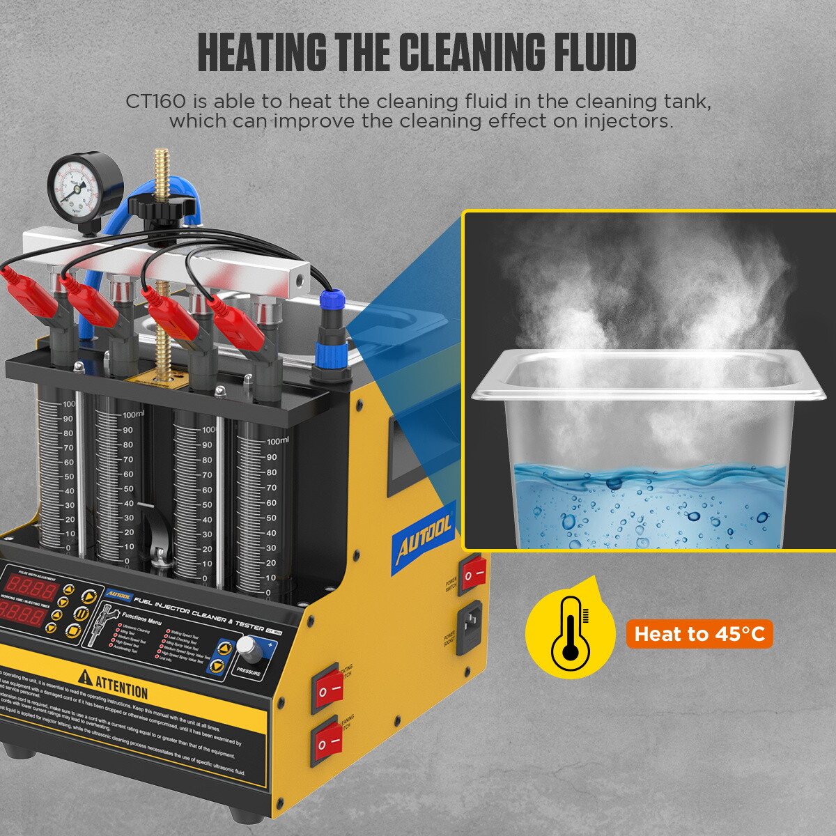 AUTOOL CT160 Car Ultrasonic Fuel Injector Cleaner&Tester Machine Upgrade CT150