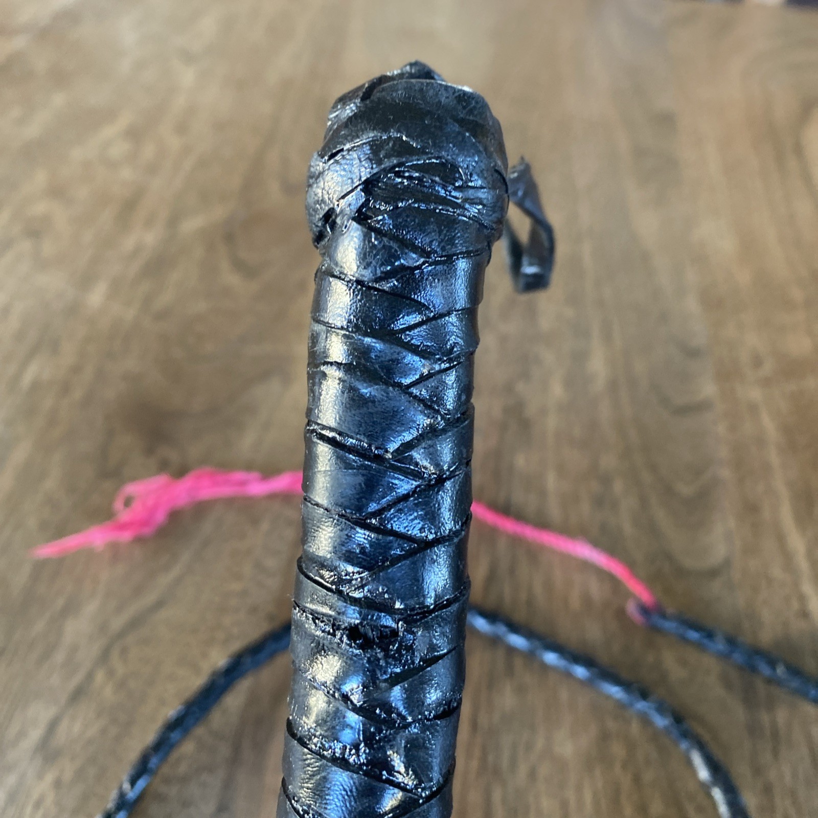 Leather Bull Whip Black 6+ Feet Genuine Cow Hide Equestrian Bullwhip