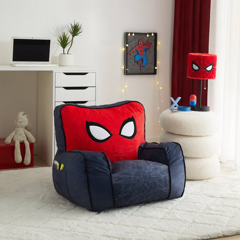 Spider-Man Kids' Compressed Foam Plush Chair Gray