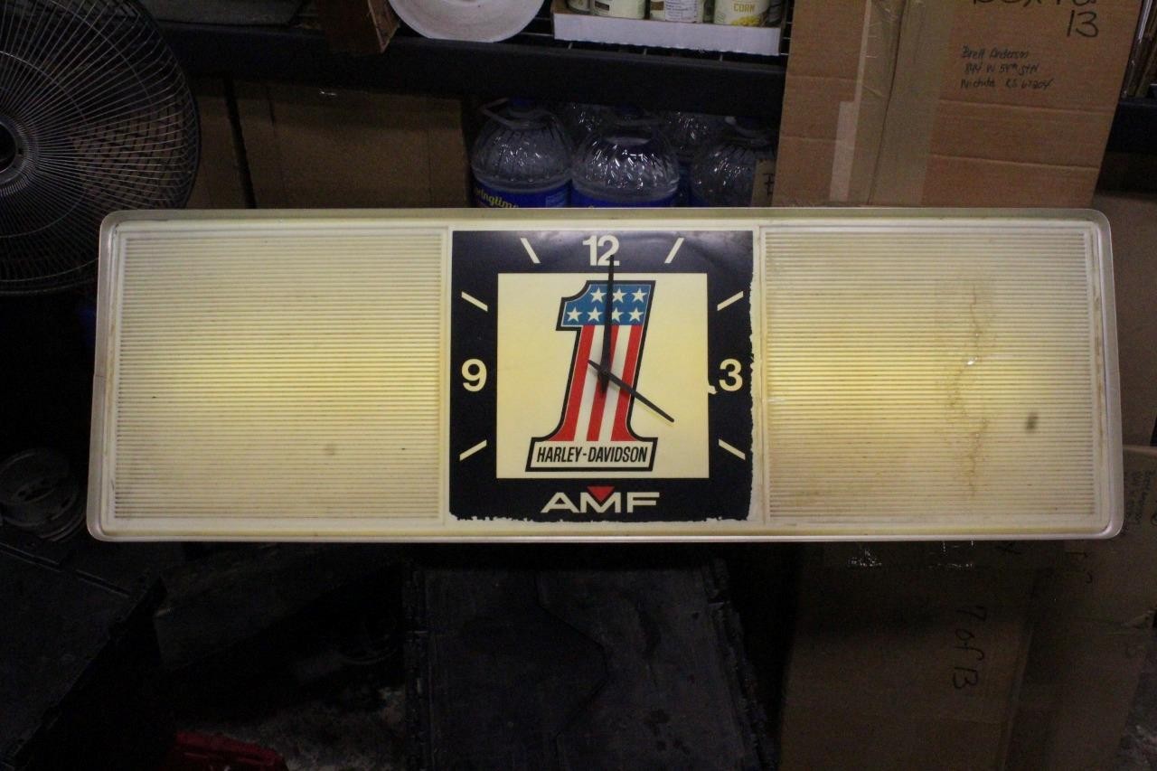 Vintage 1970s Harley Davidson AMF #1 Clock Menu Board Sign Sportster Chopper