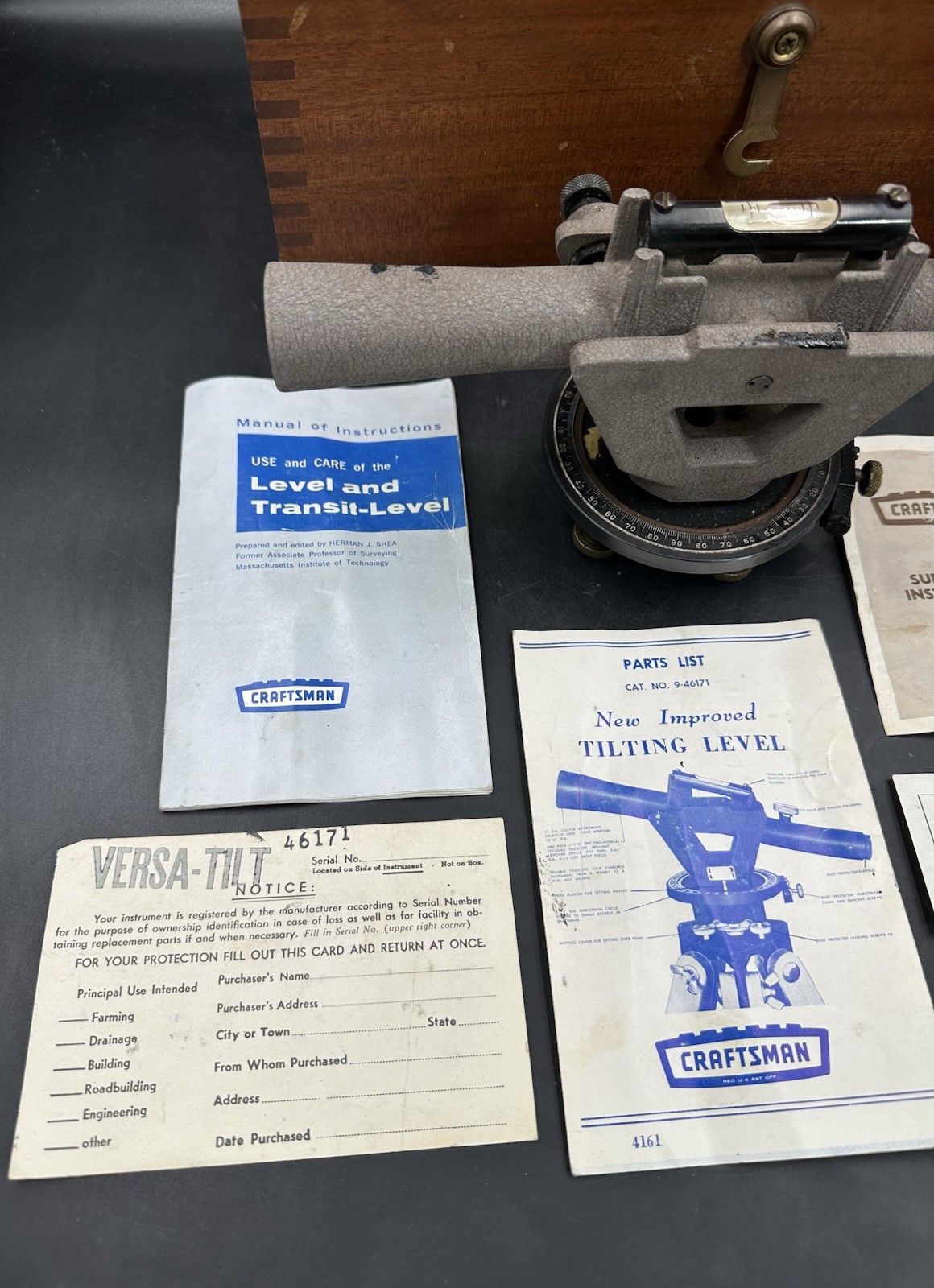 Vintage Sears Roebuck Surveyor Transit Tripod Range Rod Prism Pole Theodolite