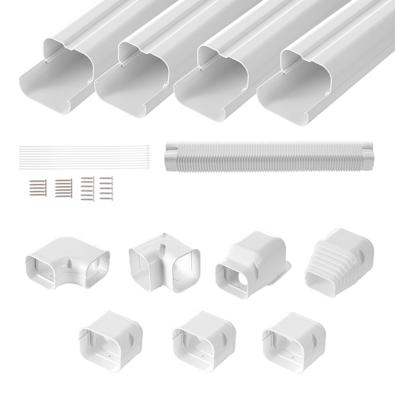 3" W 15.8Ft Line Set Cover Kit For Mini Split/Central Air Conditioner PVC