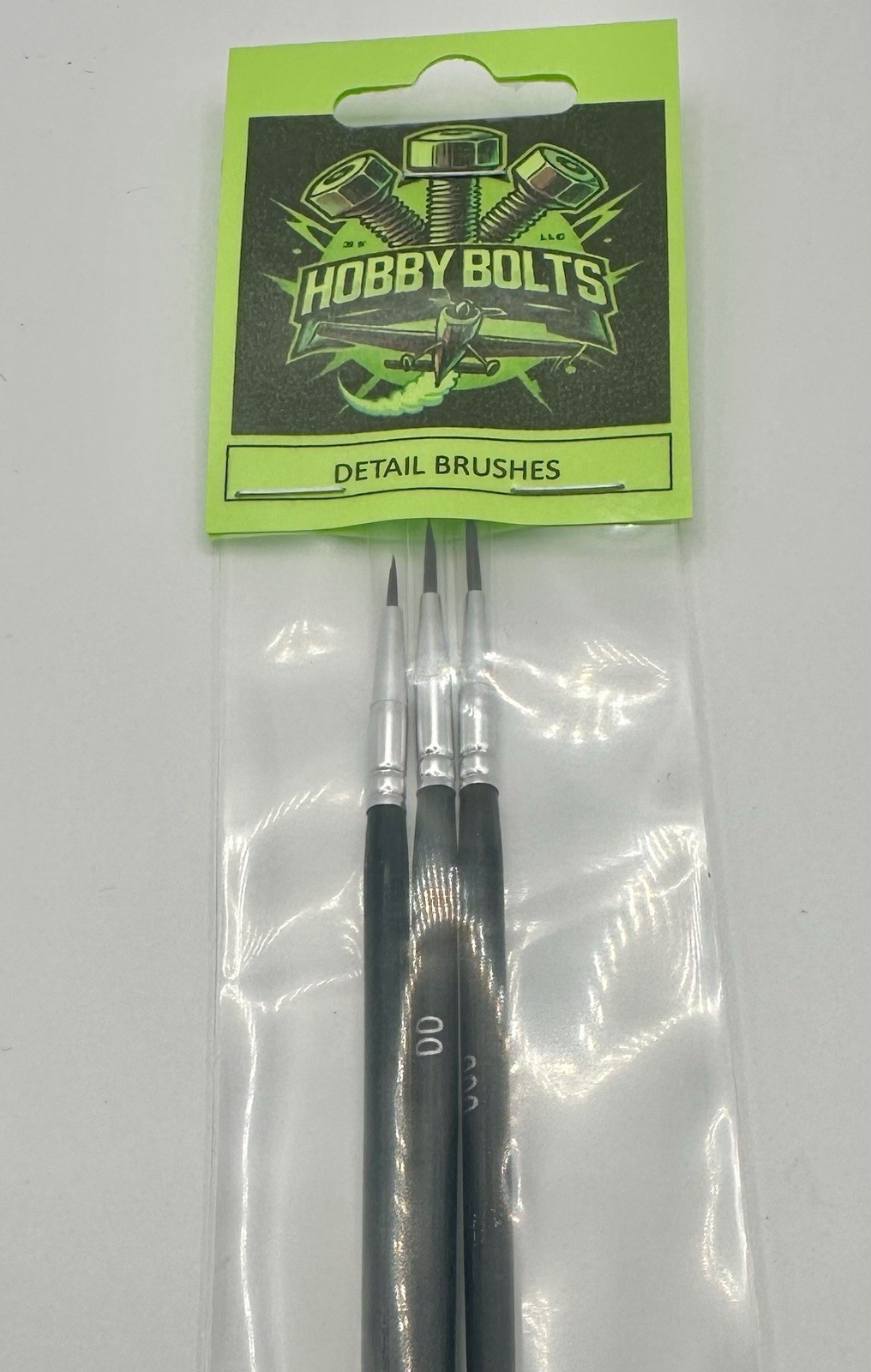 Hobby Bolts 3Pcs Detail Paint Brush Set, 3 Sizes #0#00#000. Model, Art, Craft.