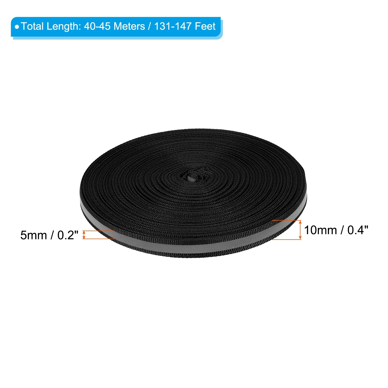 Reflective Tape Strip 10mm x 50yards Visibility Reflective Tape Black