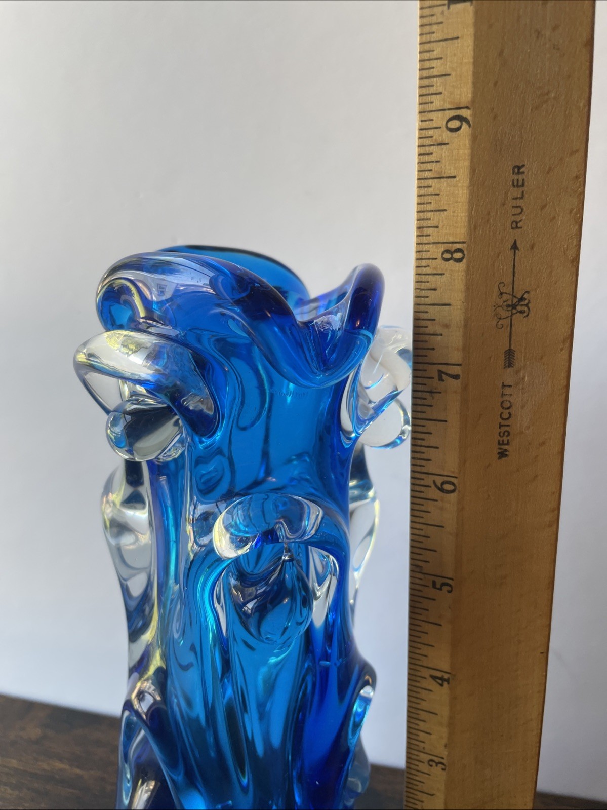 Vintage Art Glass Vase Jan Beranek for Skrdlovice Organic Shape Czech Bohemian