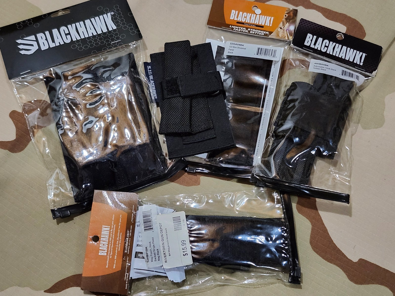Blackhawk Lot of 5 Hook Back Pouches Mag Shotgun Holster More READ DESCRIPTION!