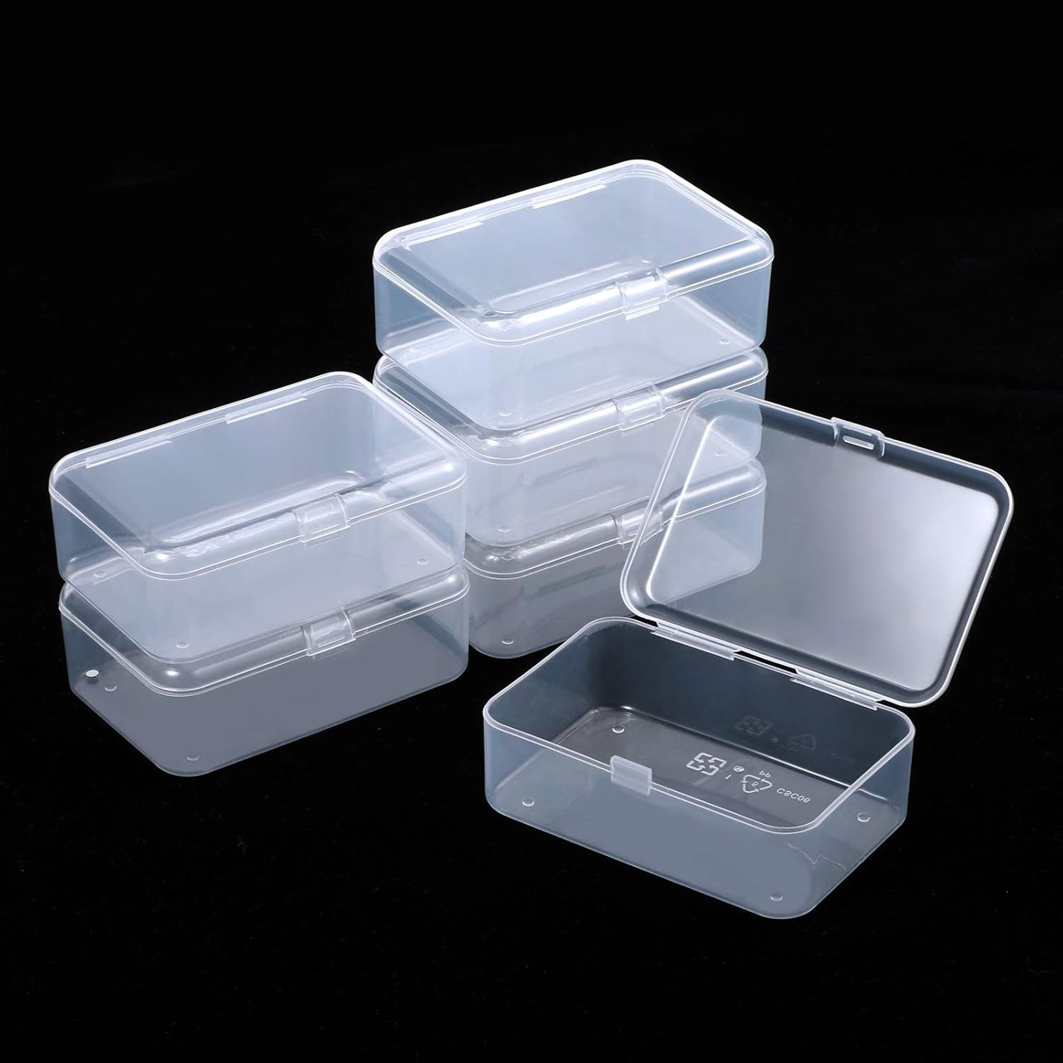 Lots Clear Plastic Storage Container Box Hinged Lid Art Jewelry Making Organizer