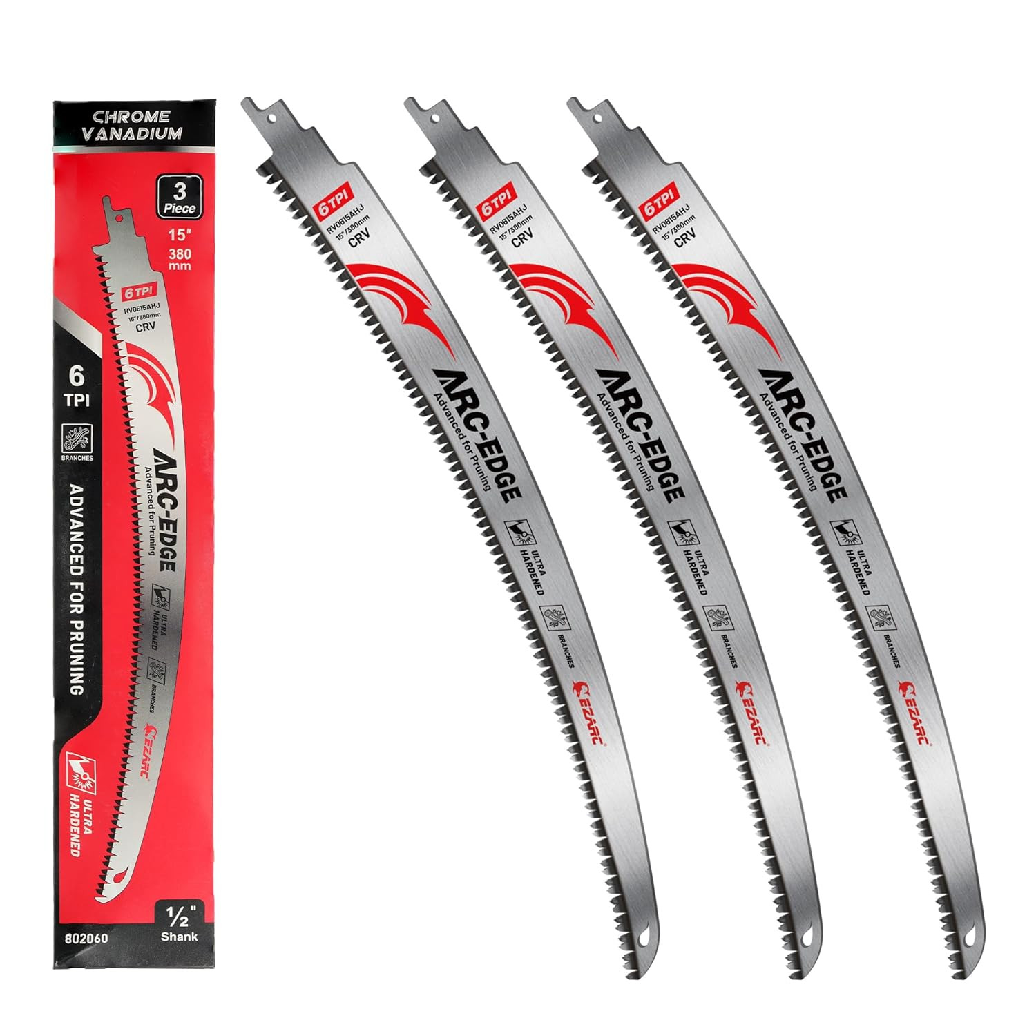 EZARC Japanese Teeth Reciprocating Saw Blade 15 Inch, Arc Edge Wood Pruning Saw