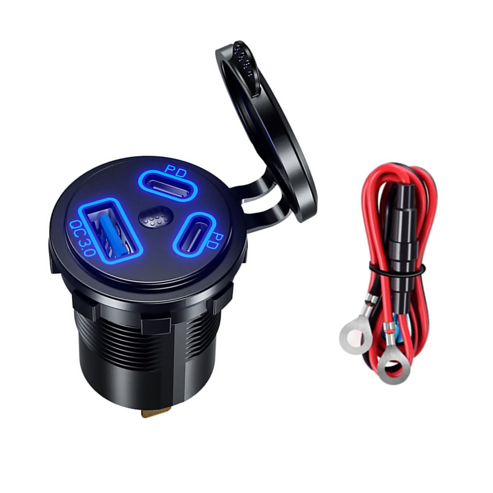 Dual PD+QC3.0 Port USB Car Fast Charger Cigarette Lighter Socket Power Plug Kit