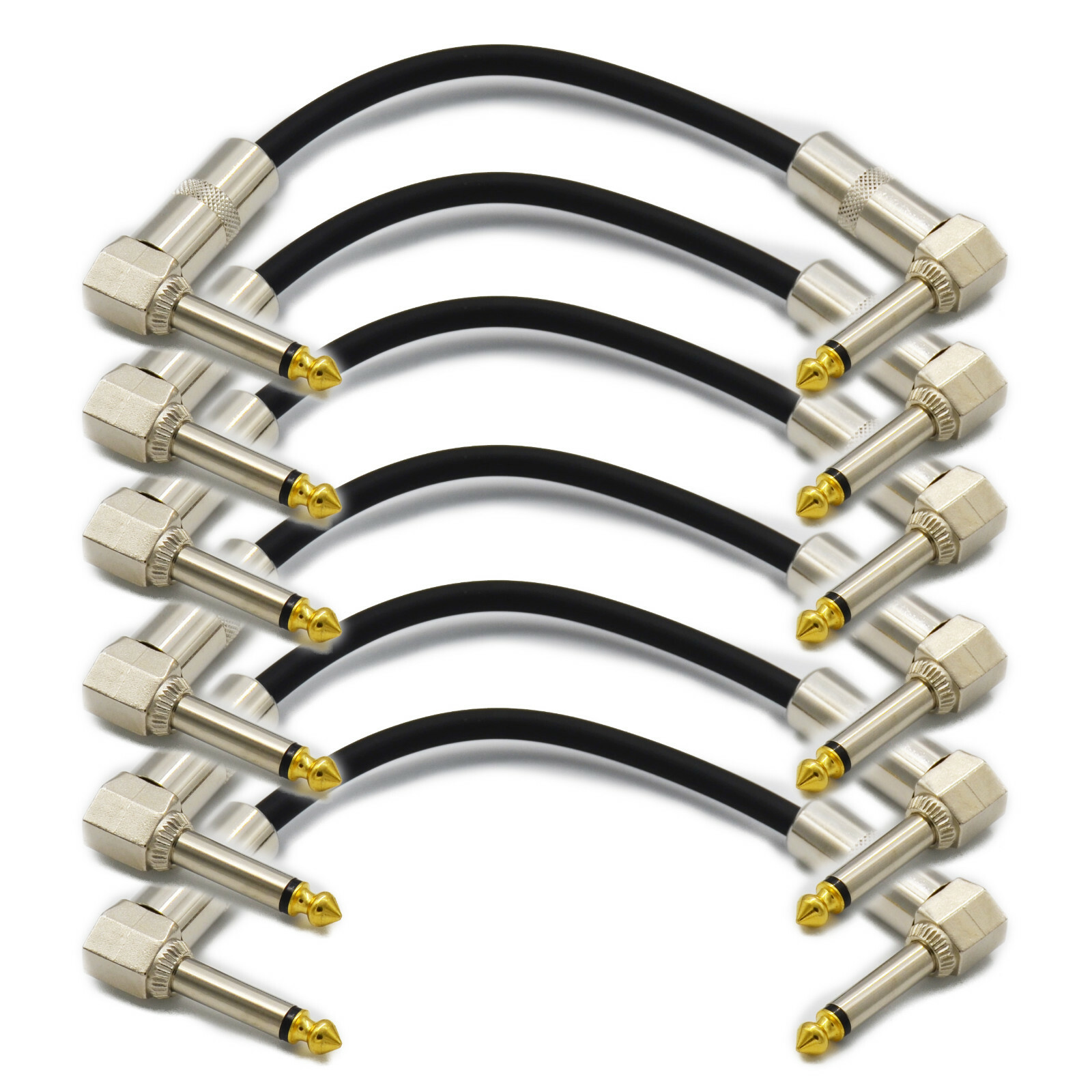 6,Guitar Effect Pedal Board Instrument Patch Cord Cables 7" 1/4" Right Angle