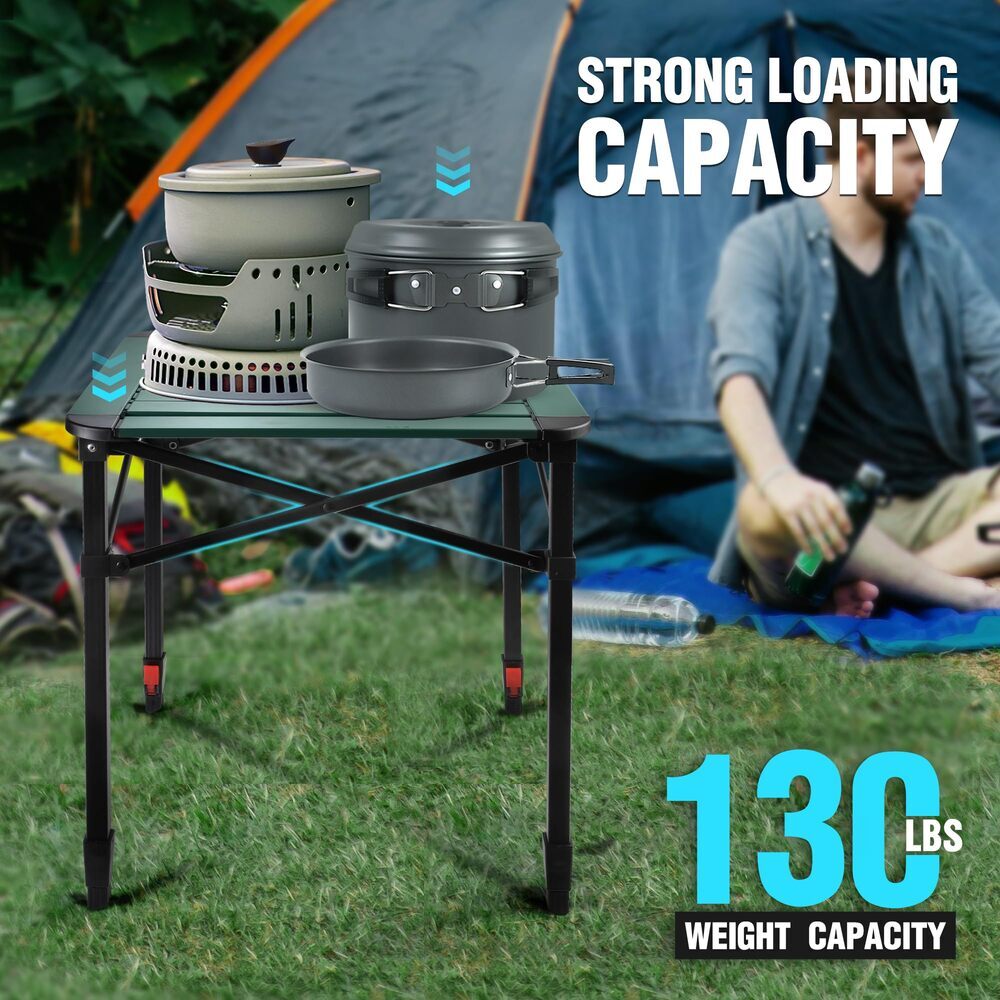 VILLEY Medium Folding Camping Square Table with Carry Bag Aluminum Square Table
