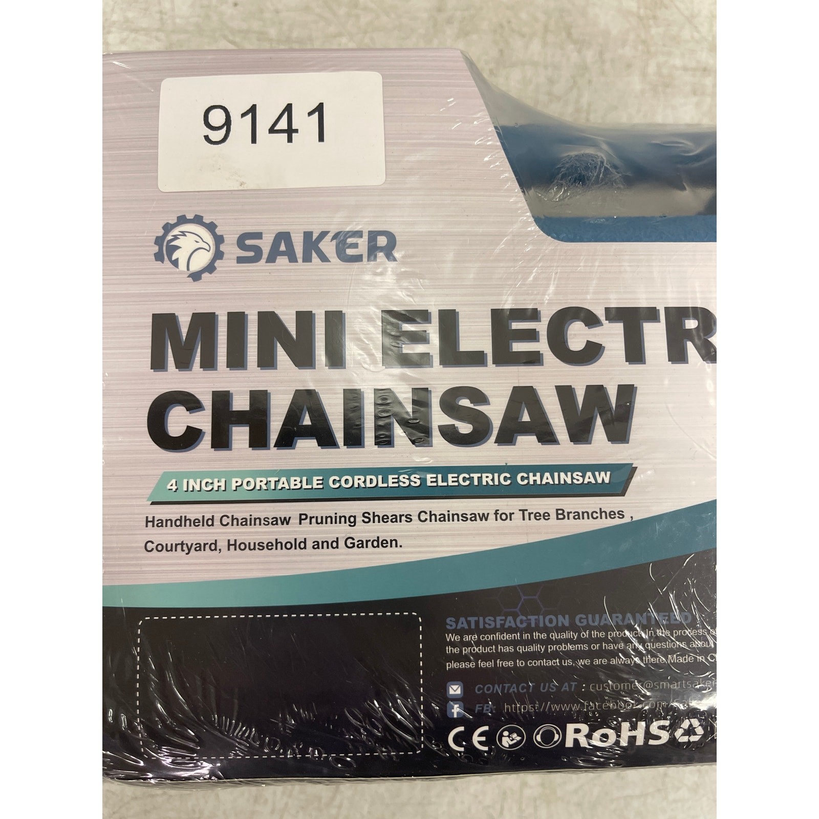 Saker 4" Mini Chainsaw w 2 Batteries & Charger Portable Electric Cordless- Blue