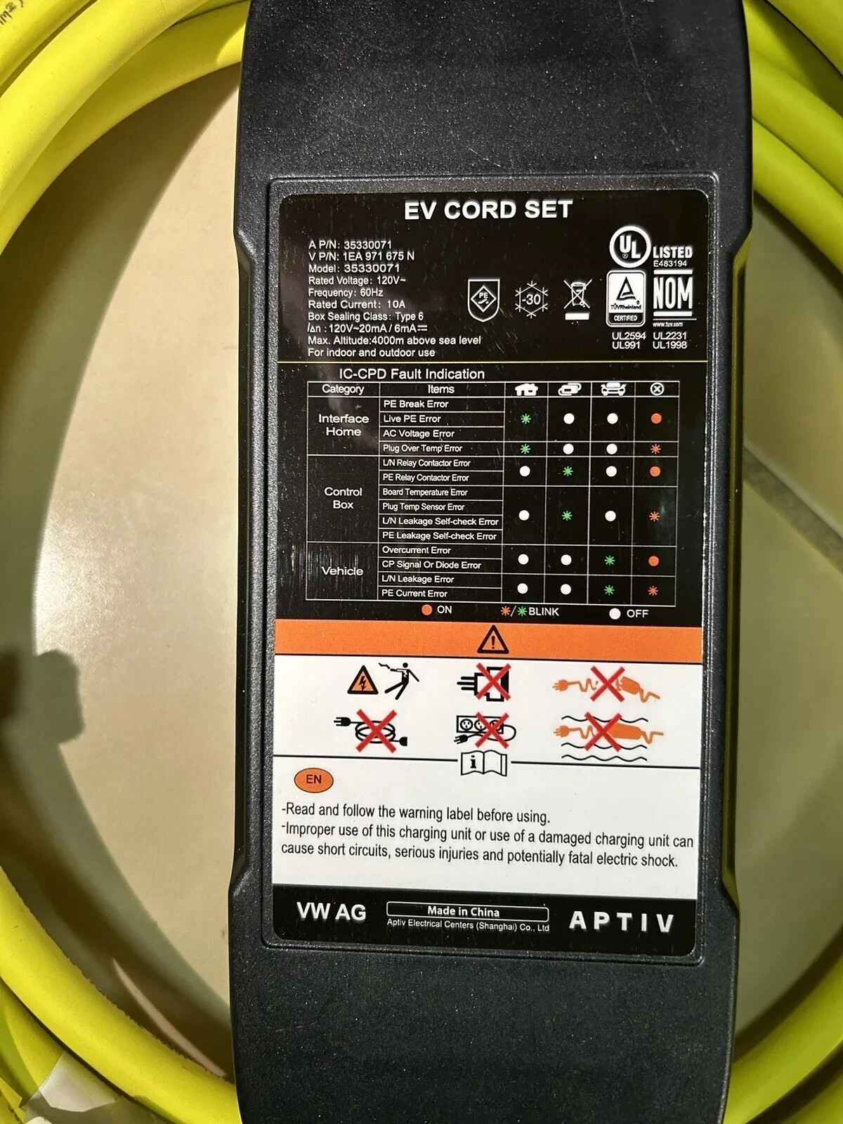 Genuine VW Volkswagen ID.4 EV Charger OEM VW ID.4, BUZZ, egolf, Charging Cable