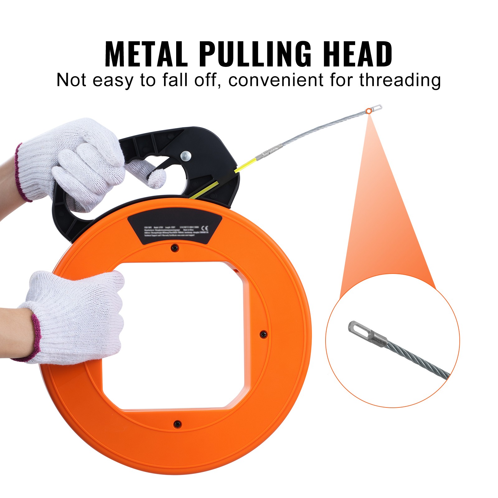 Fish Tape Wire Cable Line Puller 200ft 3/16in Fiberglass High Plastic Case