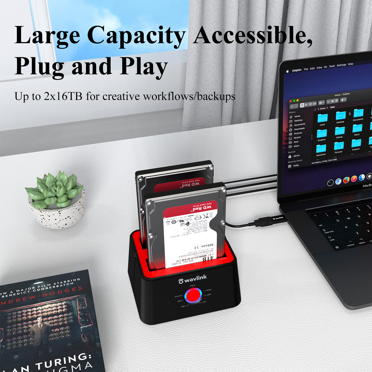 WAVLINK USB 3.0 SATA HDD SSD Docking Station Offline Clone 2.5"/3.5" Hard Drive