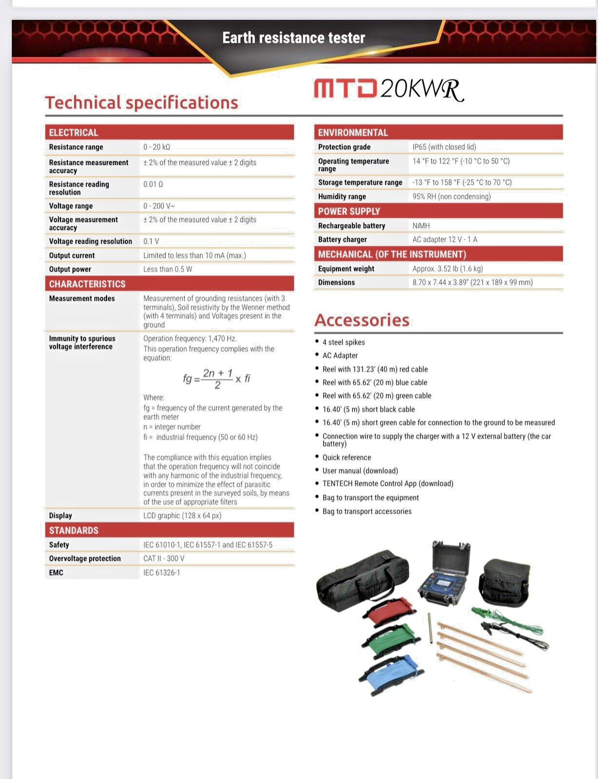 Tentech Megabras MTD20KWR Digital Earth Tester telurometer Reliable Measurement