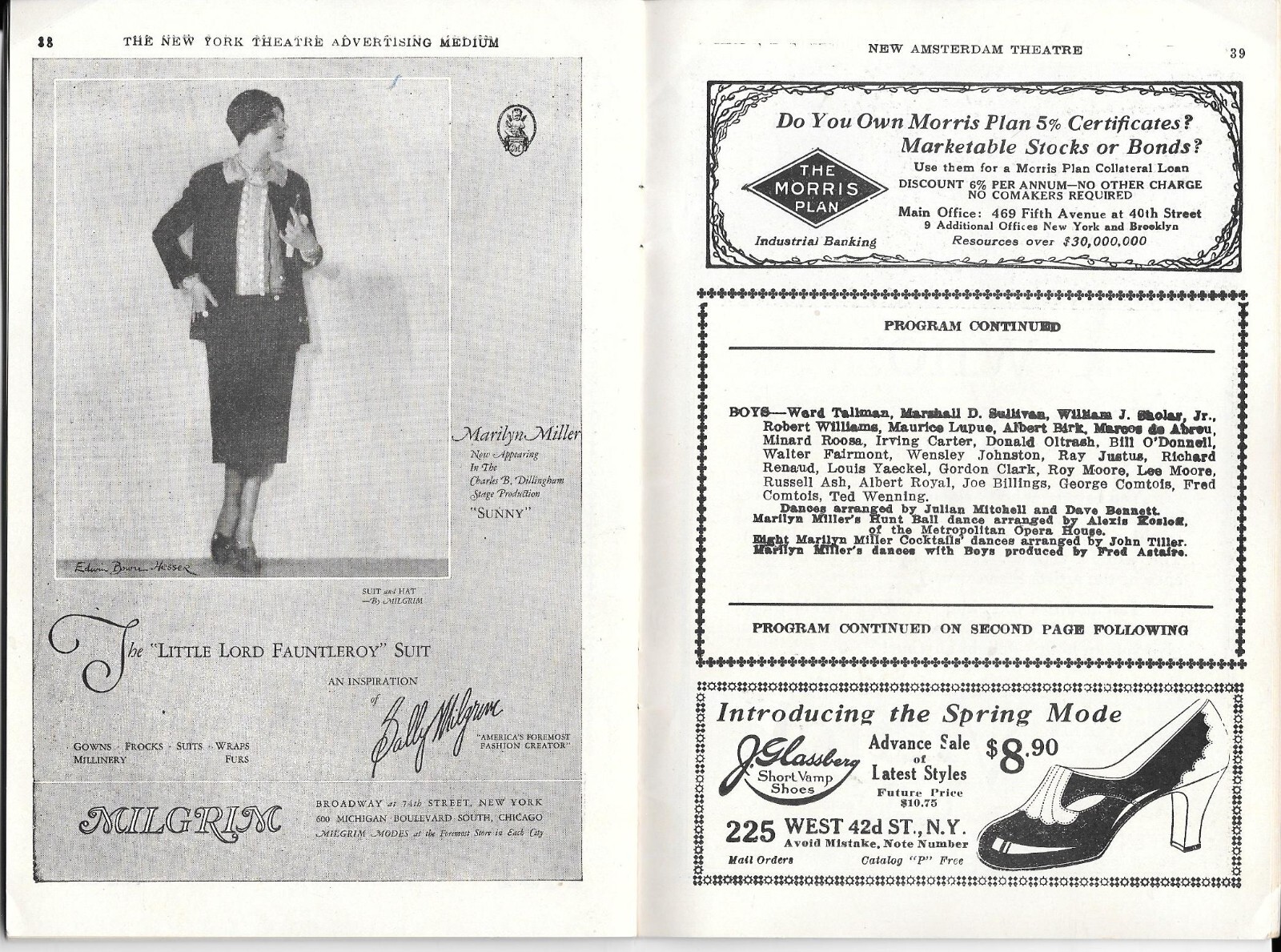 1926 New Amsterdam Theatre NY Playbill "Sunny" Marilyn Miller