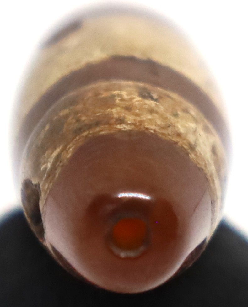 Rare Ancient Himalayan Tibetan Phum Dzi Amulet Etched Agate two stripes Amulet