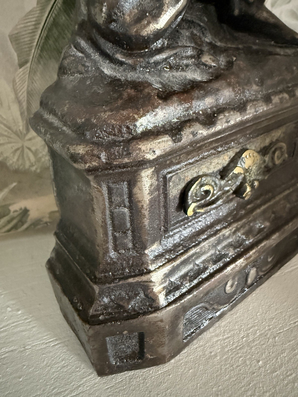 Antique French Victorian Bronze Greyhound Dog Fireplace Mantel Ornament c1900