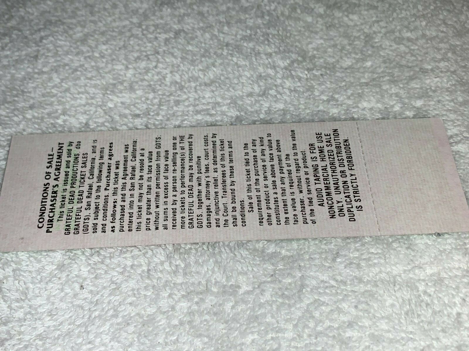 GRATEFUL DEAD UNUSED CONCERT TOUR TICKET OHIO Jerry Garcia Bob Weir Ephemera USA