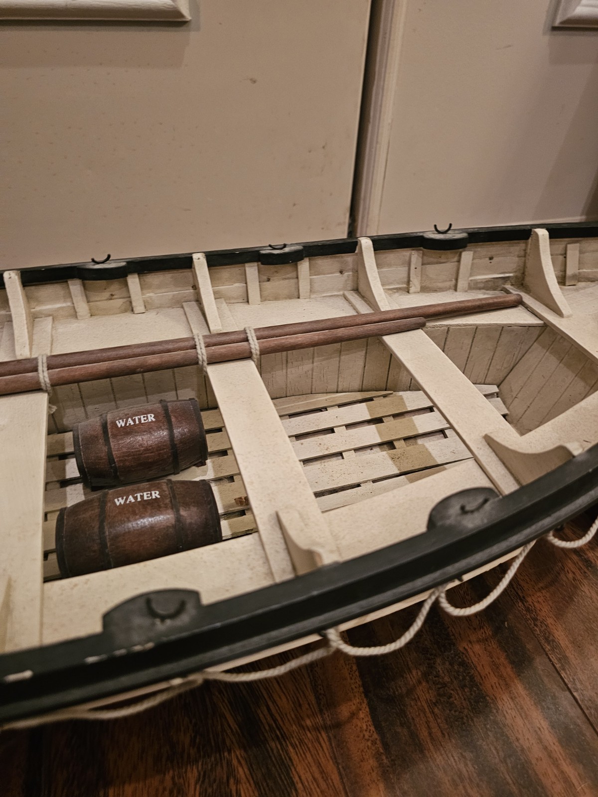 Vintage Liverpool #14 Wood Model Of Titanic Lifeboat, 31" W/Oars, Mast &...