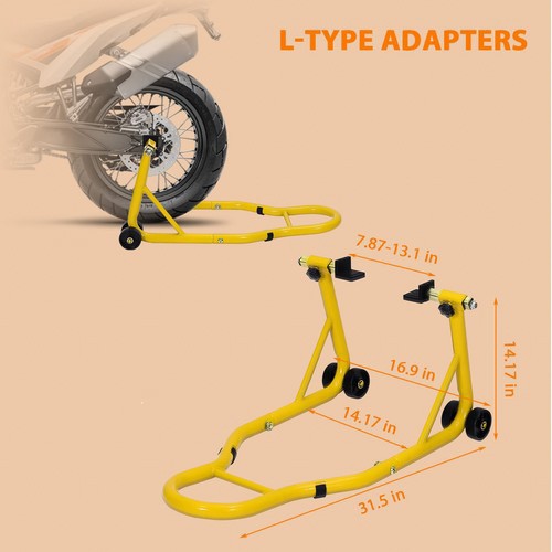 Heavy-Duty Motorcycle Stand Lift Frame Front and Rear Combination Stand Yellow