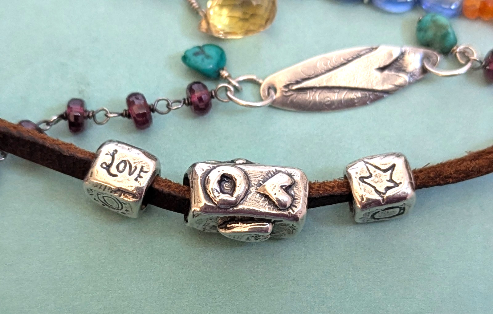 Jes MaHarry Sundance Catalog "Pacific Highway" Mixed Gemstone Sterling Bracelet