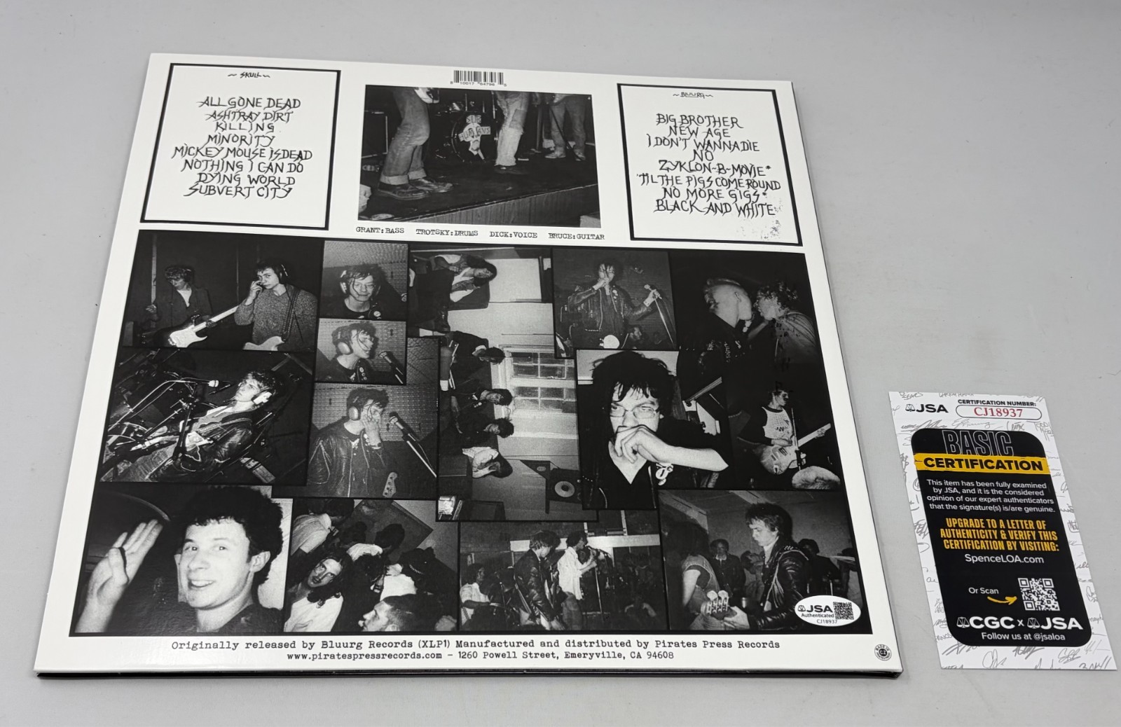 Subhumans signed The Day The Country Died Album JSA COA