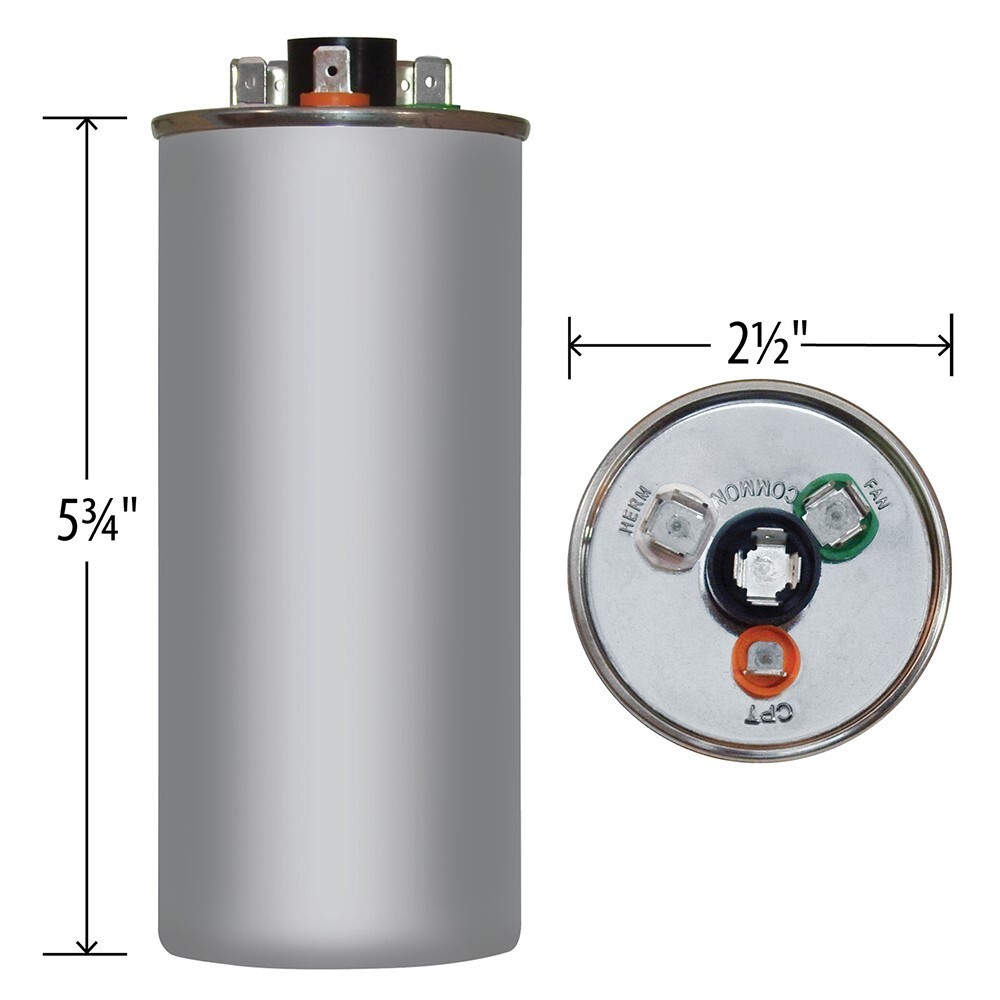 70+10 MFD x 370 / 440 VAC ROUND Run Capacitor AmRad USA2220BA - Made in the USA