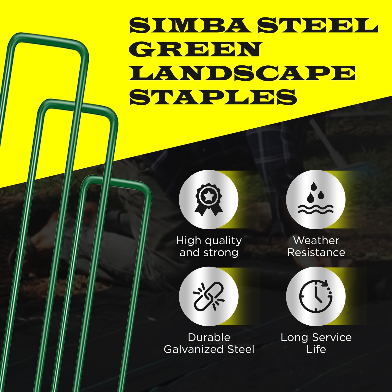 GREEN Landscape Staples 6 Inches 11 Gauge Galvanized Garden Stakes Fabric SOD