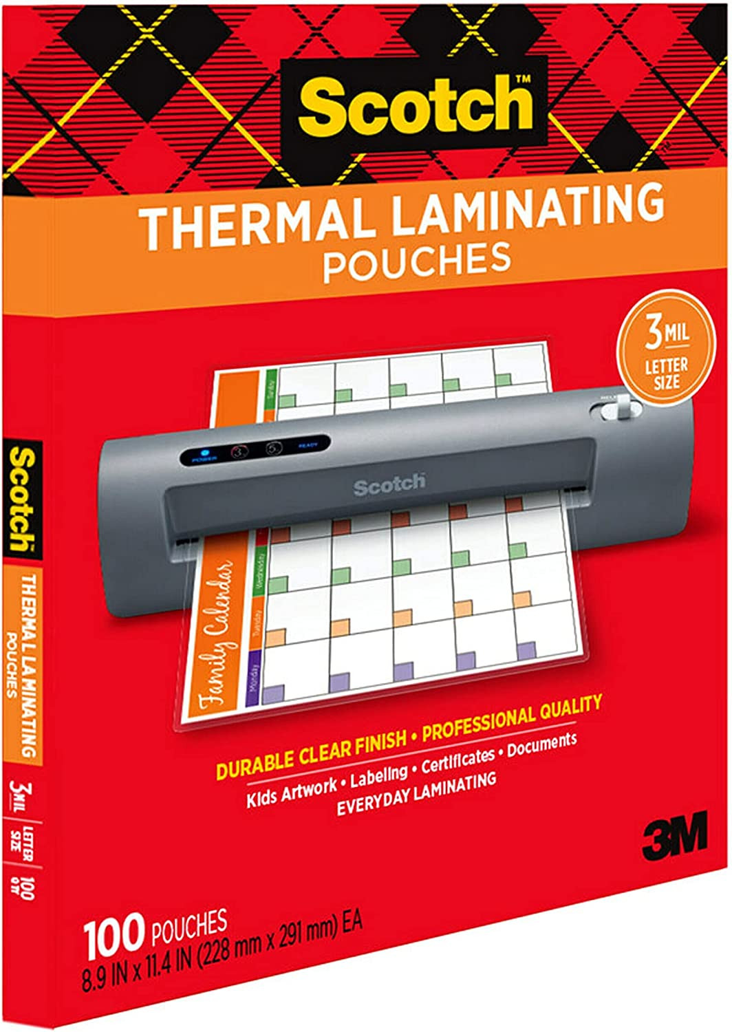 Scotch Thermal Laminating Pouches, Letter Size, 8.9 x 11.4 Inches, 100-Pack