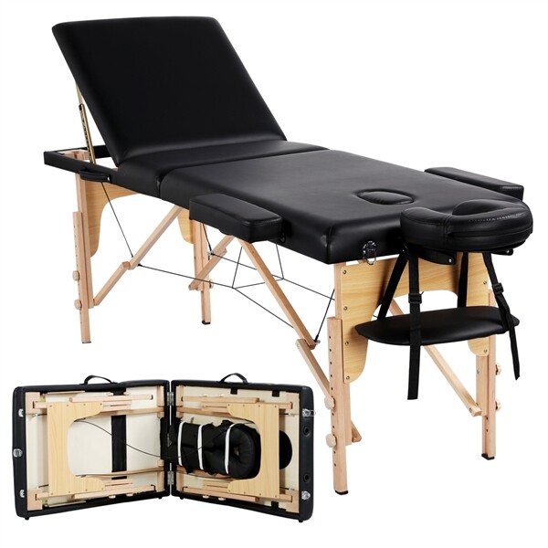 Portable Massage Table Height Adjustable Salon Spa Bed Lashing Table 3 Folding
