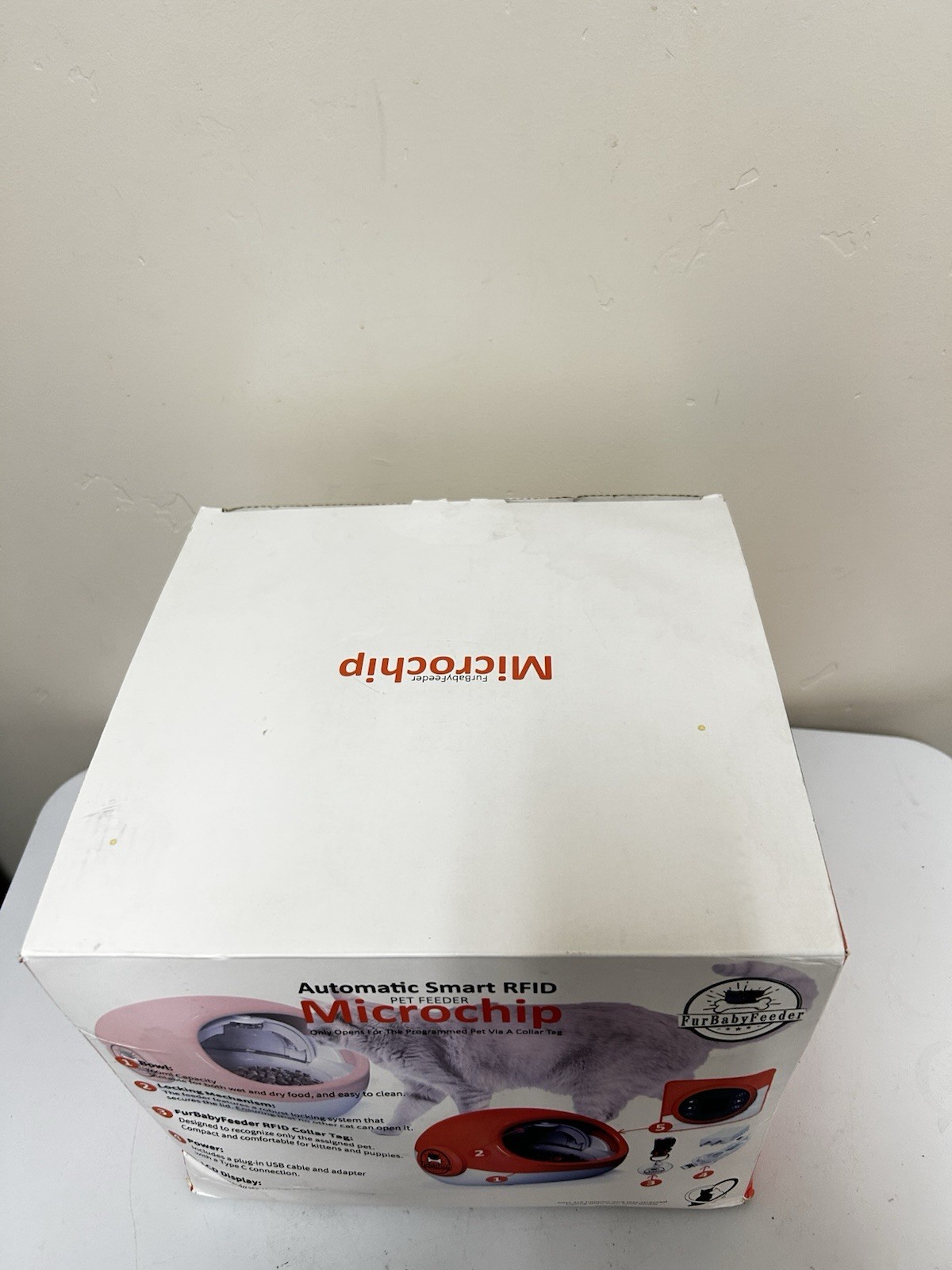 FurBabyFeeder Sphere Automatic Microchip Pet Feeder Locking Doors Orange NOB