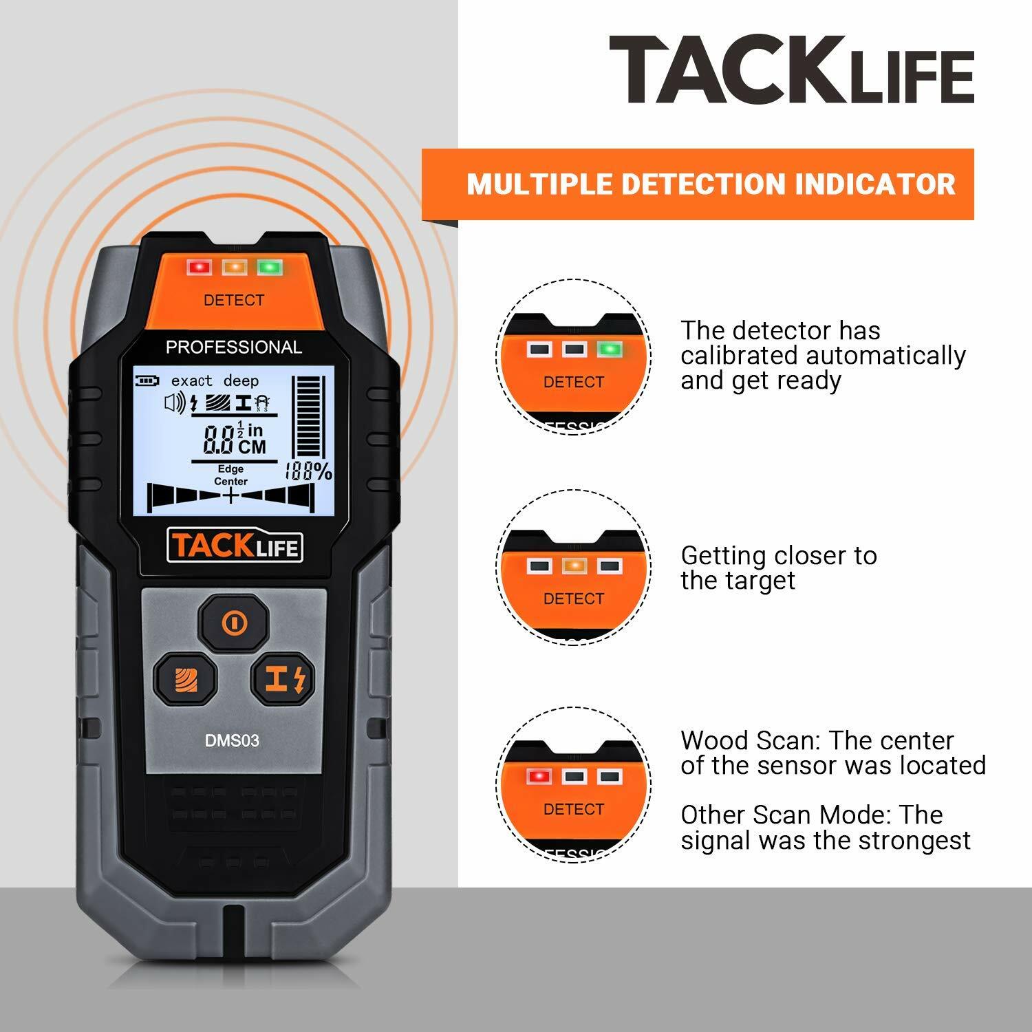 TACKLIFE Stud Finder Wall Scanner, 4 in 1 Center Finding Electronic Wall Detecto