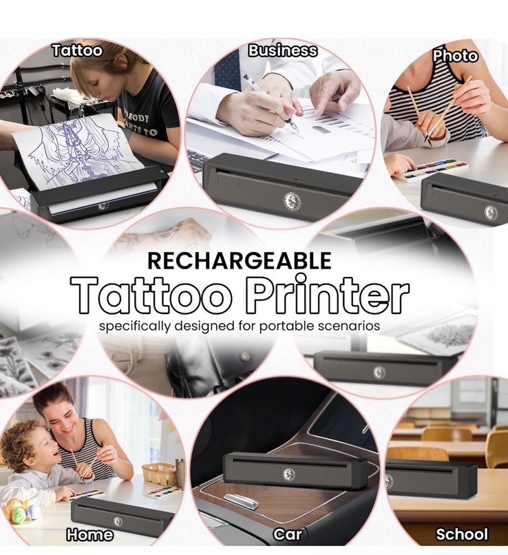 Wormhole Tattoo Stencil Printer Wireless Bluetooth 2,500mAh Battery Portable