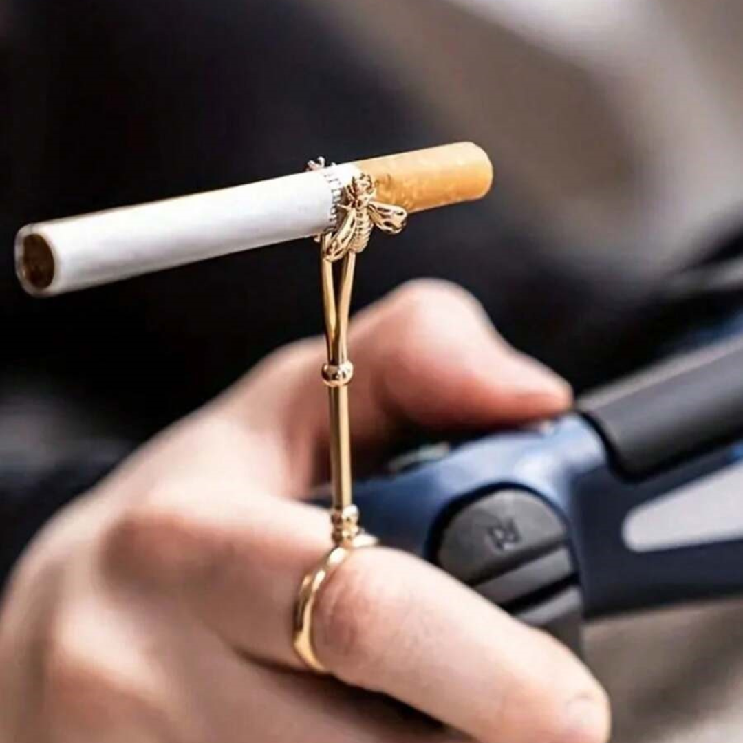 Golden Bee Shaped Cigarette Mouthpiece Elegant Mouthpiece Ring Cigarette Holder