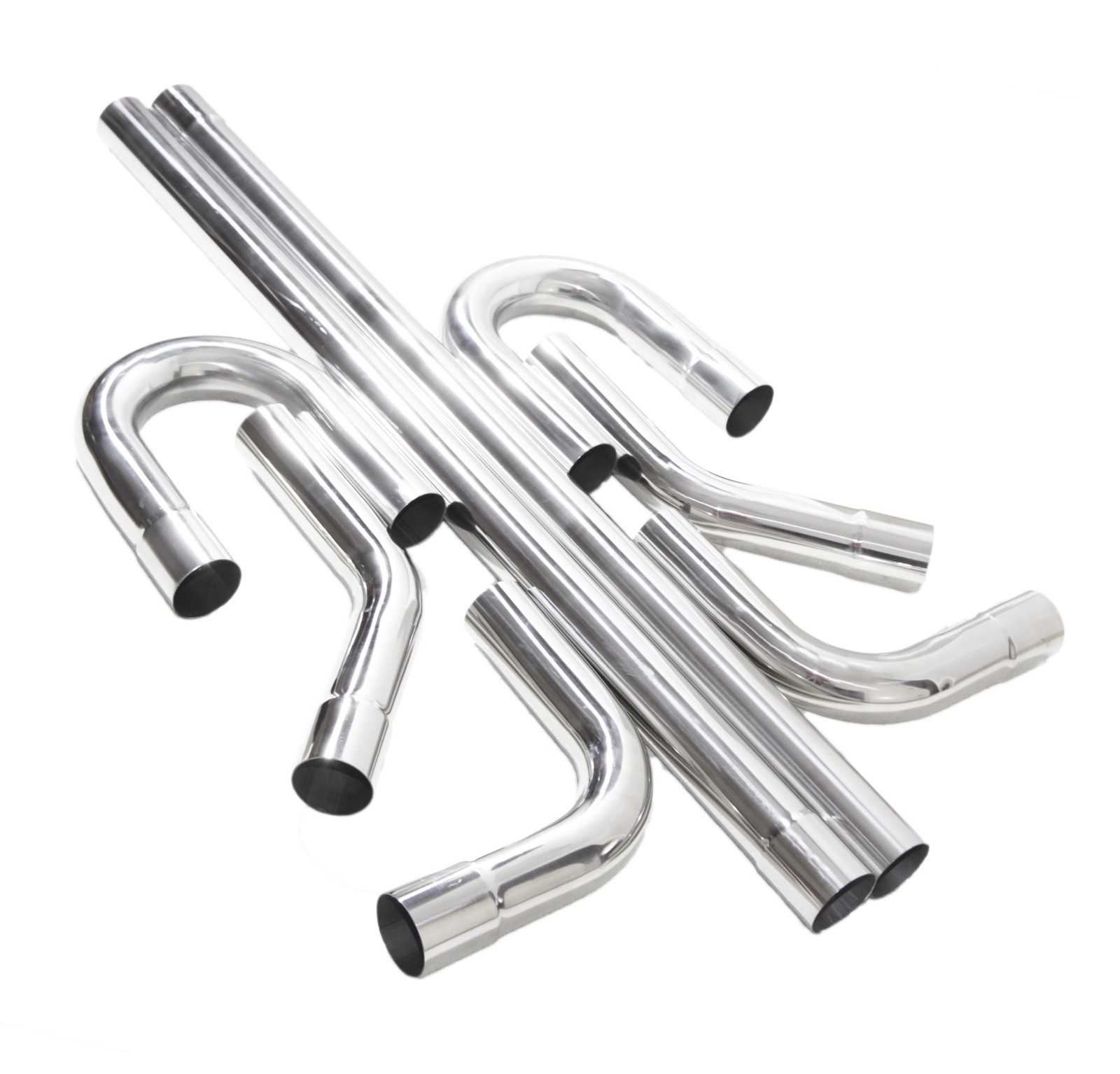 8PC 2.5"SS DIY Custom 45/90/180 Degree+47"Straight Pipe+ Crossover X- Pipe Kit