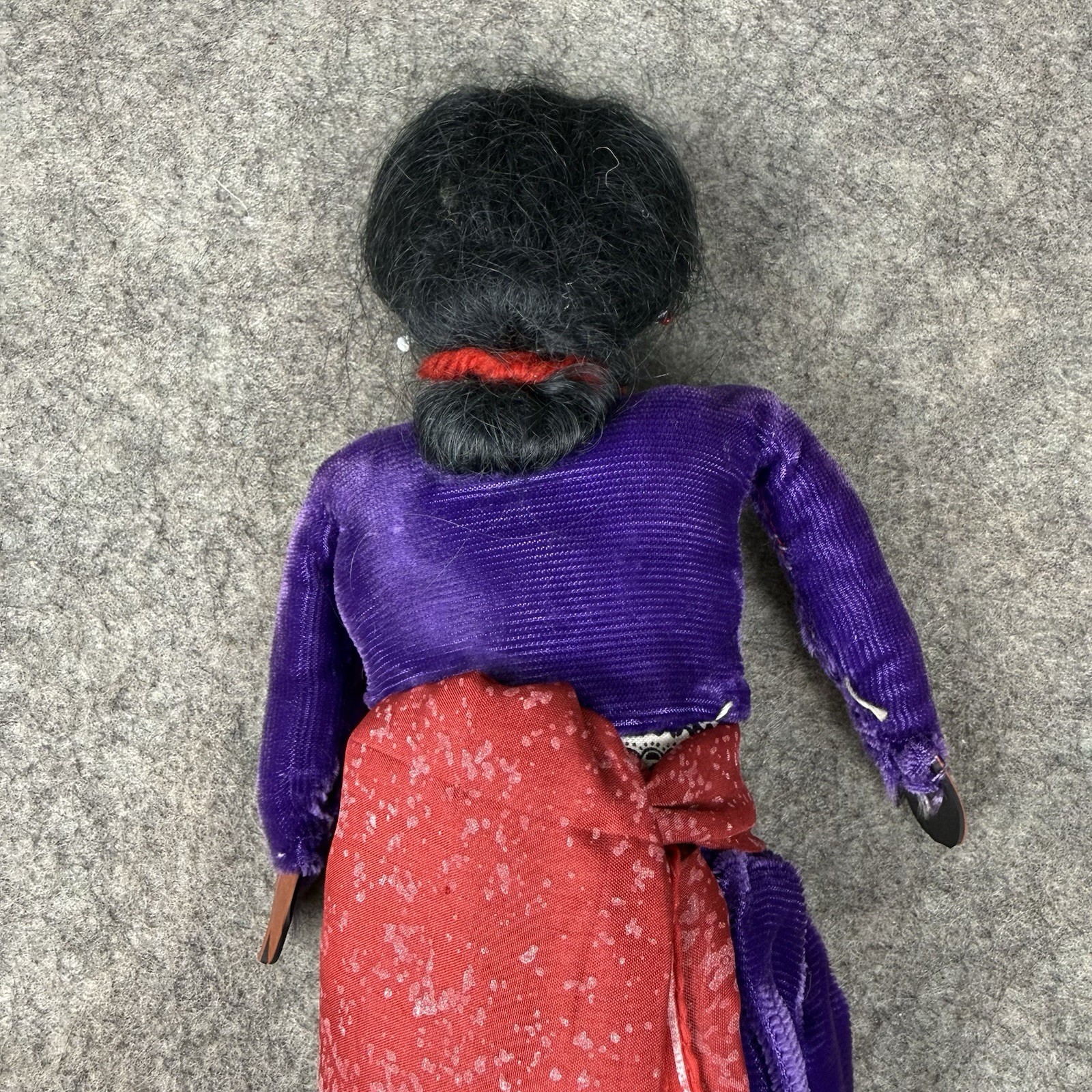 Vintage Native American Navajo Beaded Handmade Doll in Purple Velvet Dress