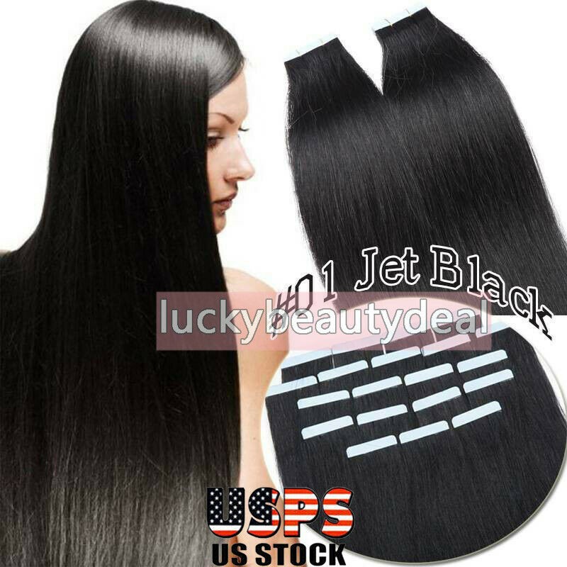 Tape in Hair Extensions Real Human Hair Invisible Skin Wefts Premium Remy Thick