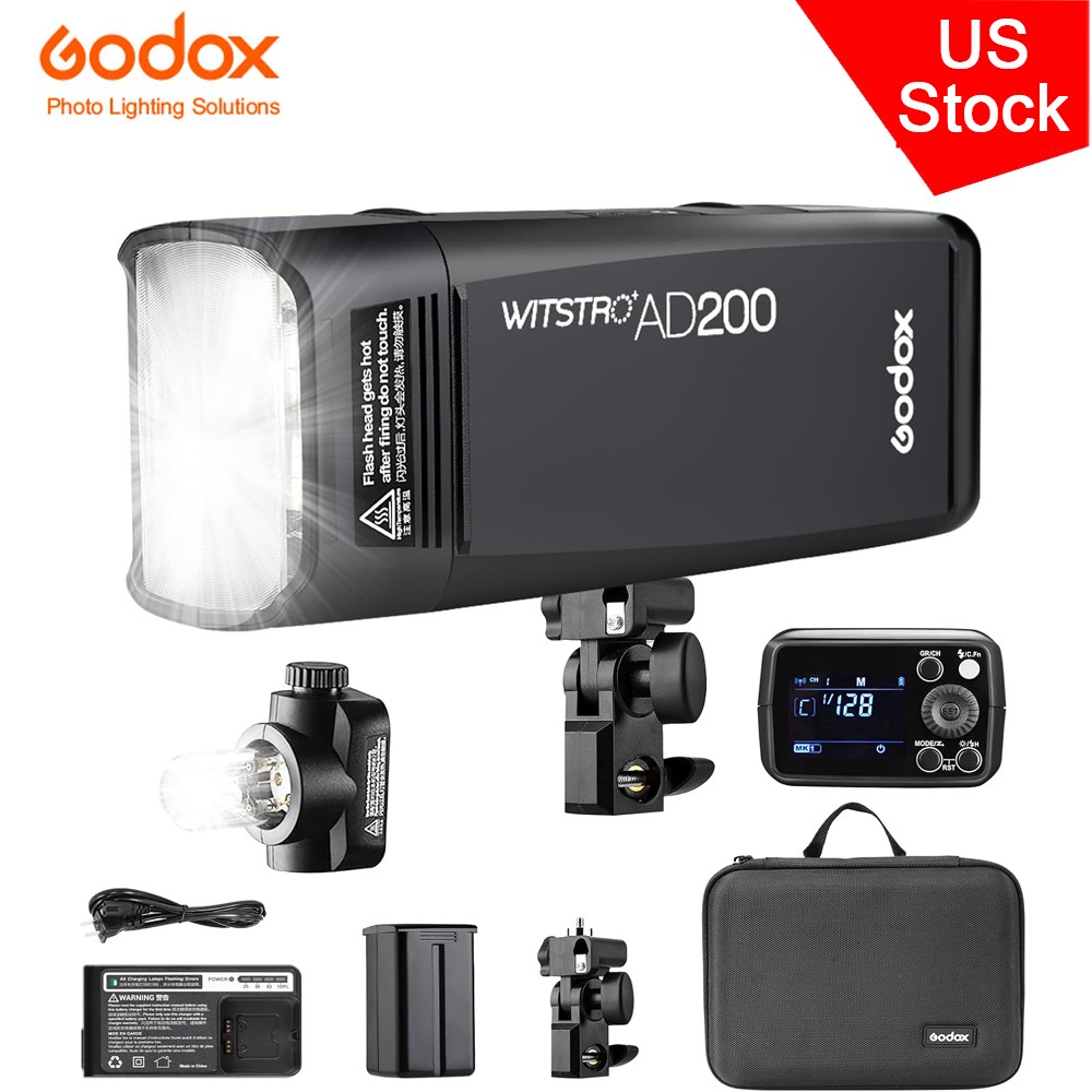 US Godox AD200 Strobe Flash 200W with Bare Bulb Outdoor Speedlite Pocket Flash
