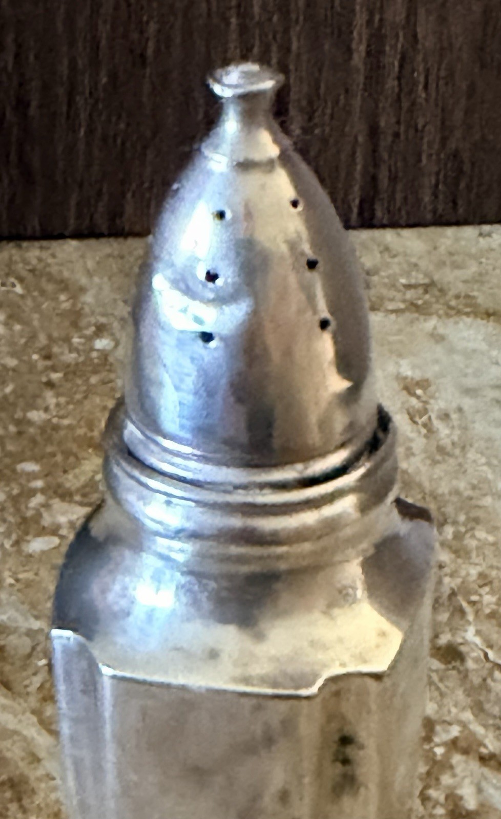 One Antique Sterling Silver Salt Or Pepper Shaker ~ Marked Crown/H/Shield #834