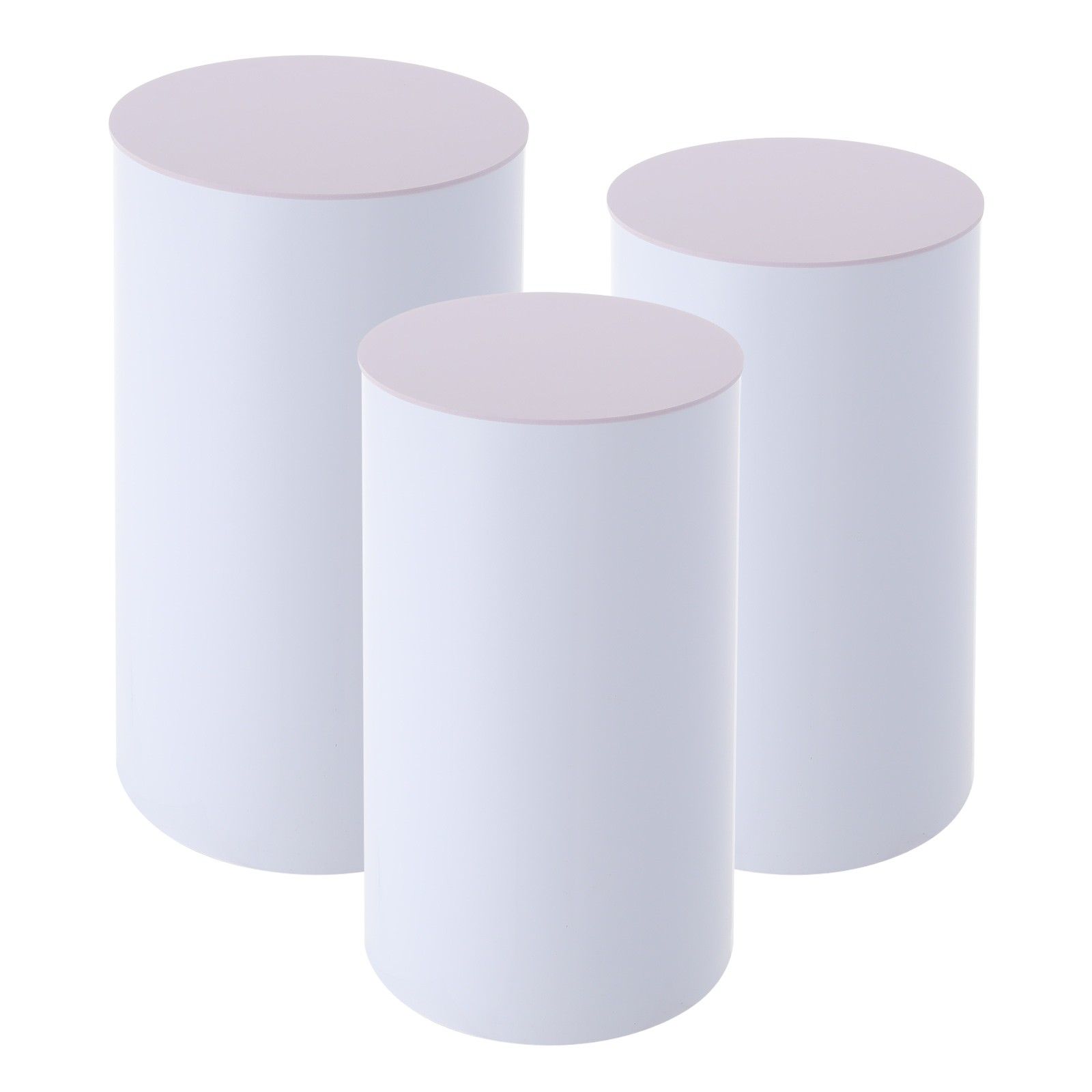 3* White Acrylic Cylinder Plinth Pedestal Stands Wedding Party Decorations