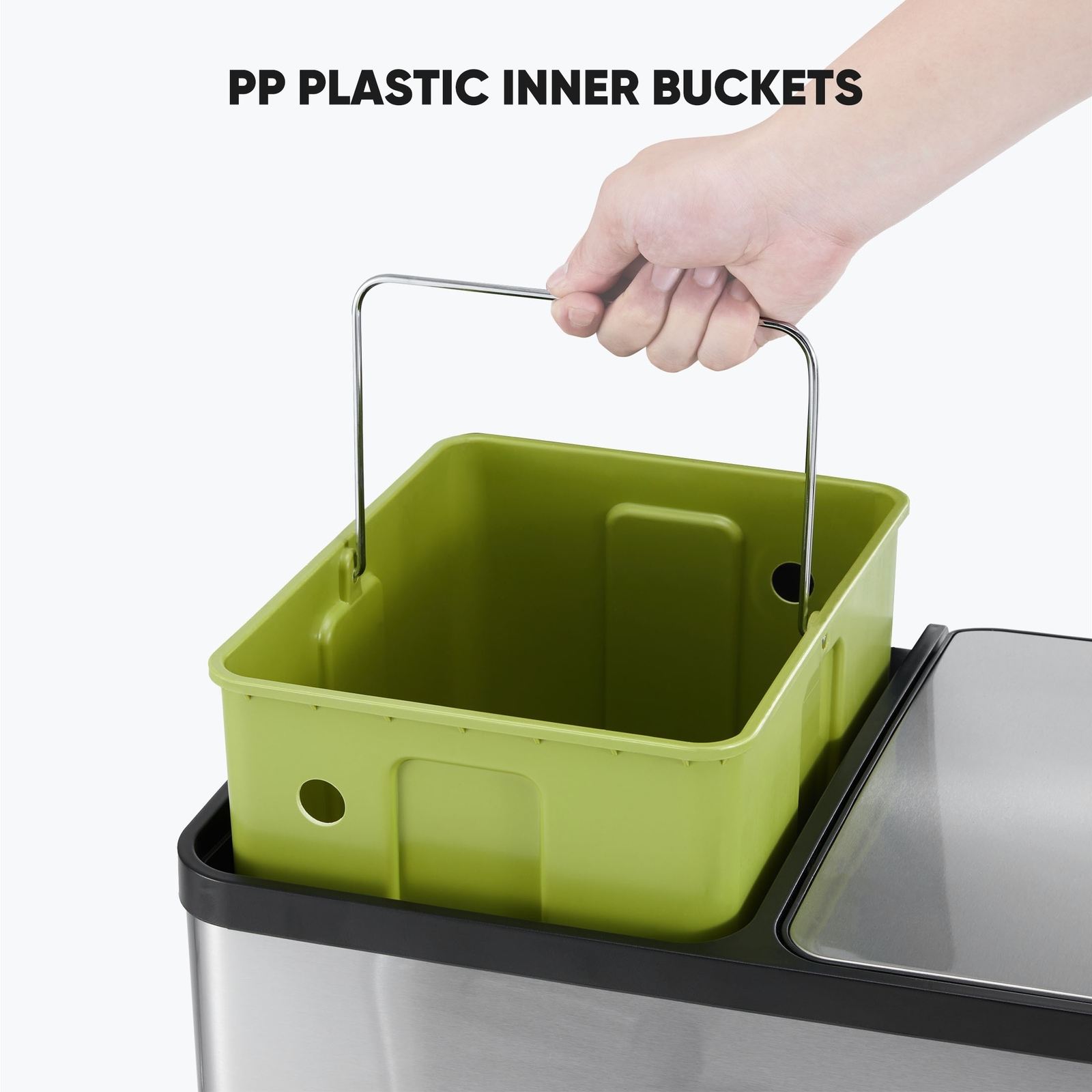 60 Liter Lid Trash Can Large Stainless Waste Bin Compartment Plastic 2x8 Gallon