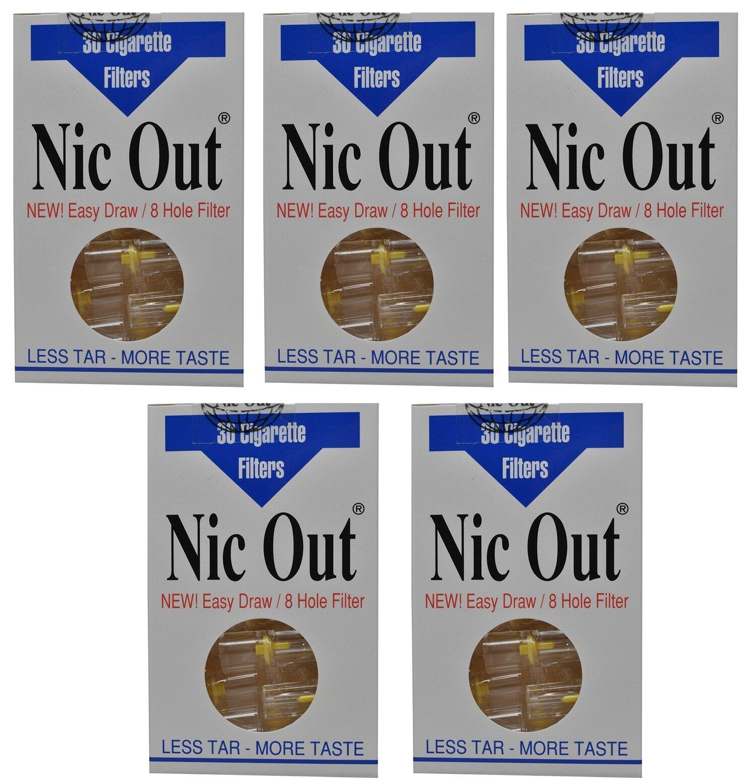 5 TOTAL NIC-OUT Cigarette Filters packs - Less Tar and Nicotine (150 Filters)